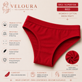 VELOURA Women's Cotton Bikini Panty | Soft Breathable Underwear | Stretch Fit | Lightweight Full Coverage Everyday Brief