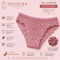 VELOURA Women's Floral Lace Bikini Panty | Soft Stretch Brief | Cotton Lined | Lightweight & Breathable Underwear