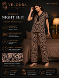 Veloura Women's Leopard Print Night Suit – Ultra Soft Breathable Lounge & Sleepwear Set