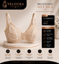 Veloura Breathable Net Bra – Beige | Full Coverage Non-Padded Wire-Free Mesh Bra | Lightweight Everyday Comfort | Adjustable Straps