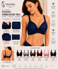 Veloura Floral Comfort Women's Padded Embroidery Bra – Soft, Breathable & Full Coverage | Navy Blue