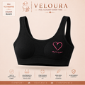 Veloura Teen Comfort Bra – Black | Soft Stretch Everyday Bra with Removable Pads for Teen Girls