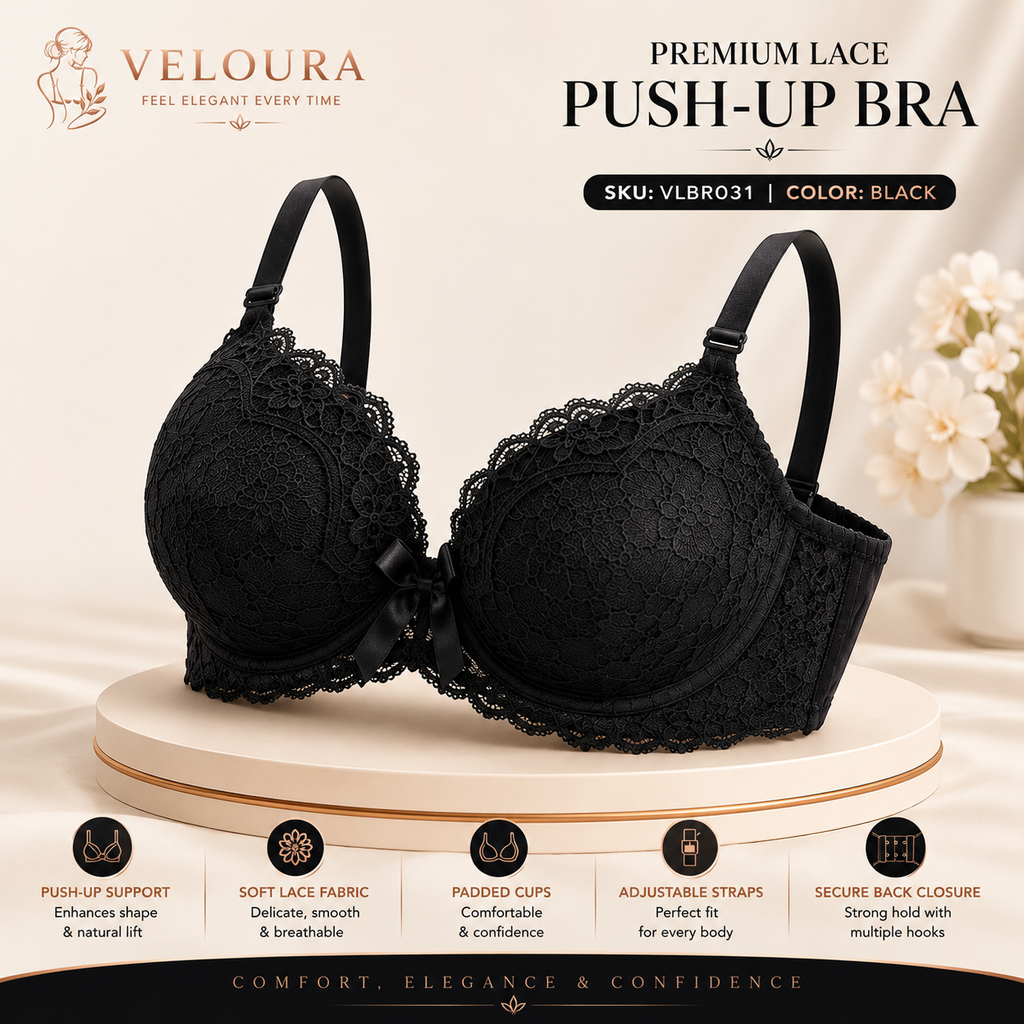 Veloura Premium Lace Bra & Panty Set  black,– Comfort, Elegance & Confidence