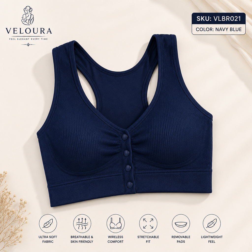 Veloura Front Open Cross Back Bra – Comfort, Elegance & Confidence | Padded Bra