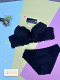 VELOURA Premium Lace Bra & Panty Set – Black (36B/40B)