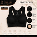 Veloura Front Open Comfort Bra – Black | Padded Everyday Bra