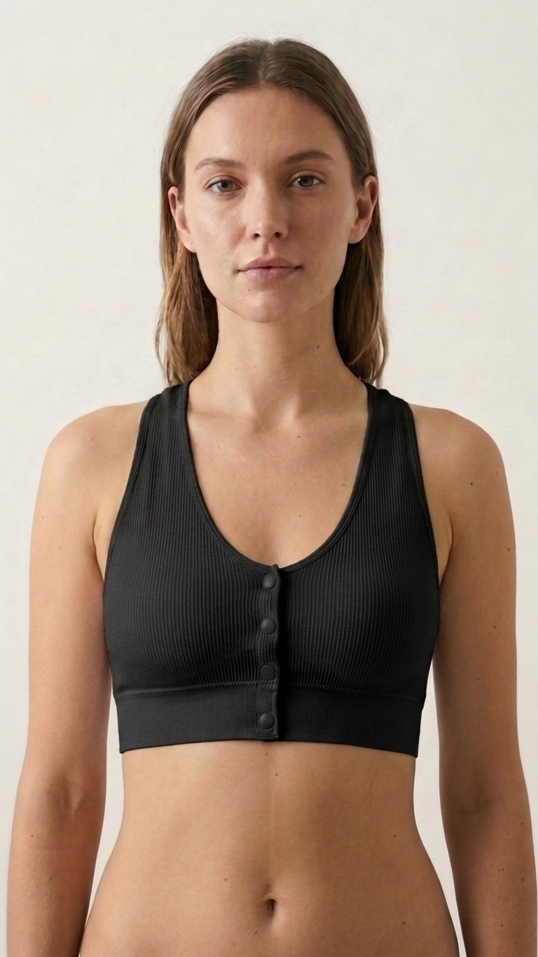 VELOURA Front Open Comfort Bra – Black (M/L, XL/XXL)