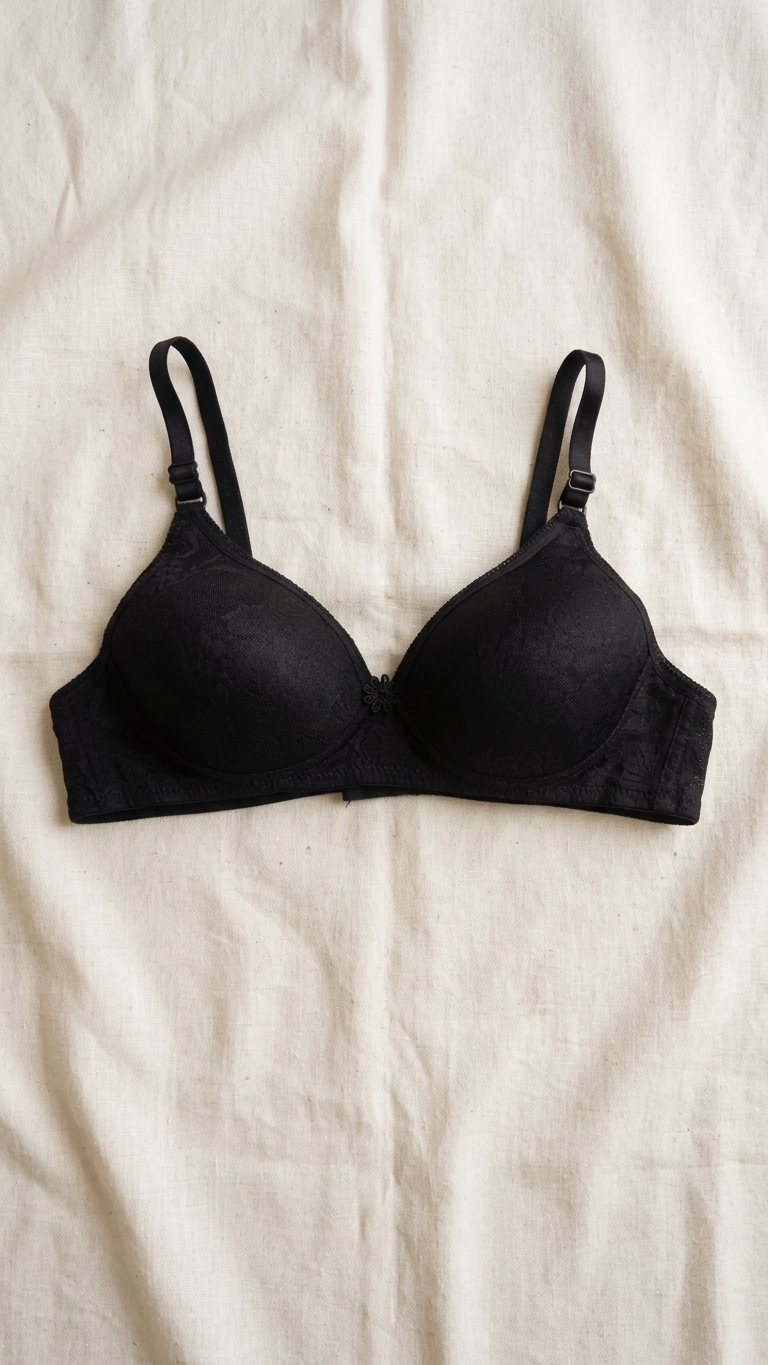 VELOURA Floral Embroidery Bra – Black (38B)
