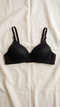 VELOURA Floral Embroidery Bra – Black (38B)