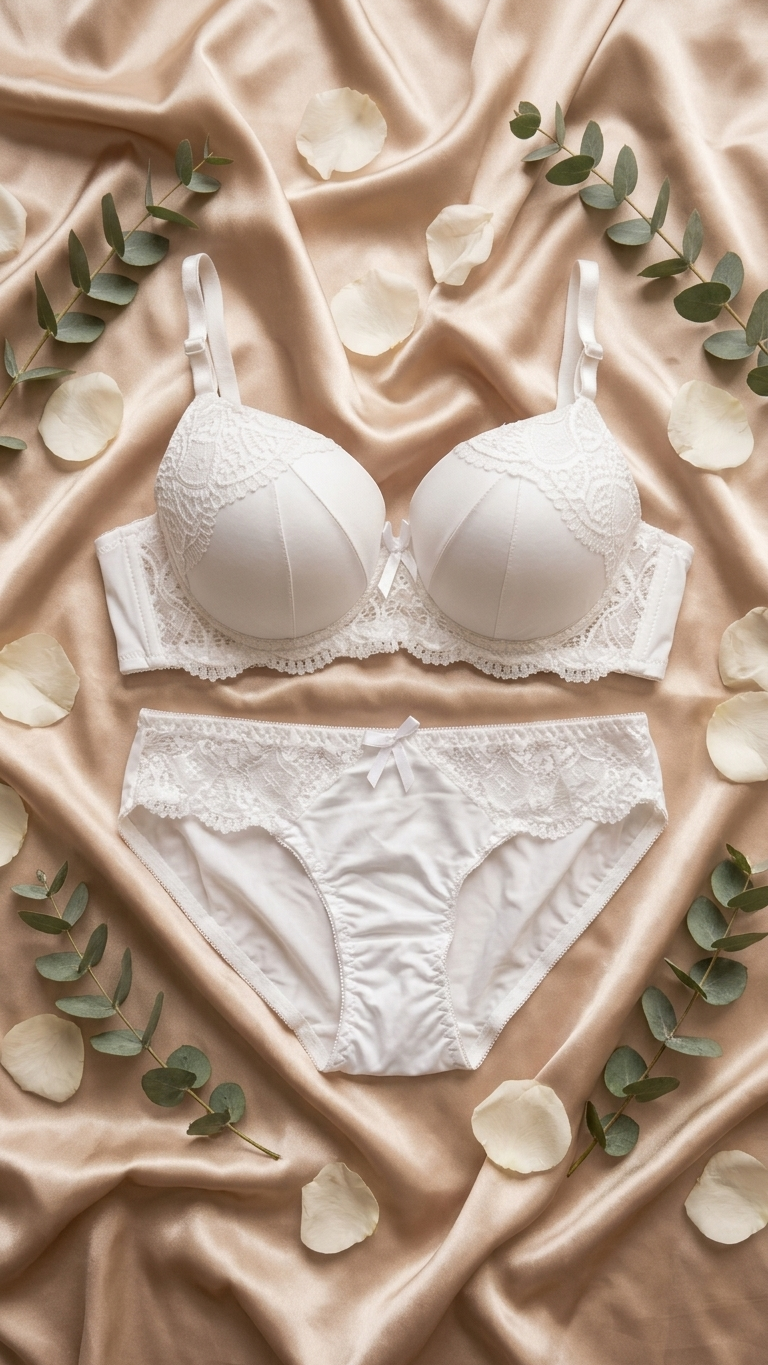VELOURA Premium Lace Bra & Panty Set – White (48C)