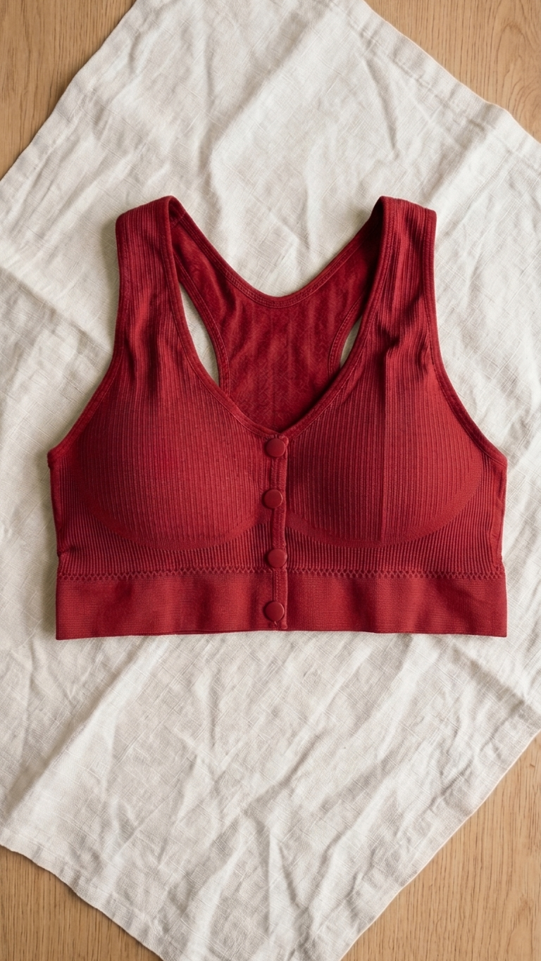 VELOURA Front Open Comfort Bra – Wine Red (M/L, XL/XXL)