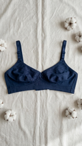VELOURA Cotton Full Coverage Bra – Navy Blue (36B/38B)