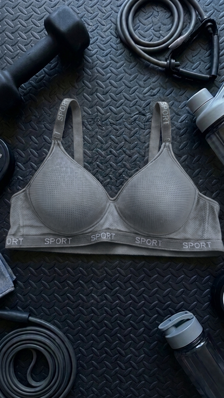 VELOURA ComfortFit Sports Bra – Light Gray (34B/38B)