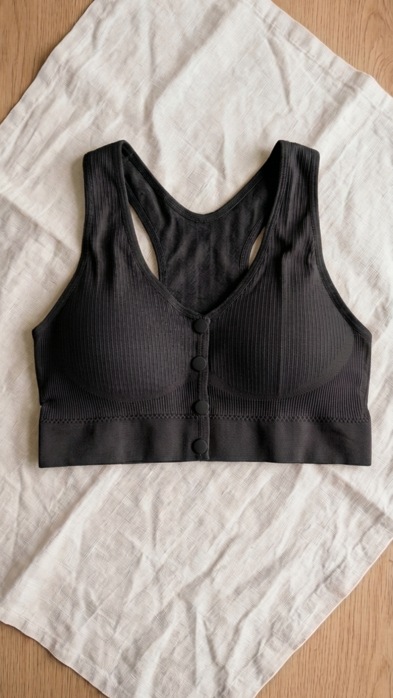 VELOURA Front Open Comfort Bra – Black (M/L, XL/XXL)