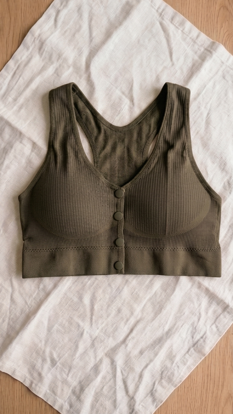 VELOURA Front Open Comfort Bra – Olive Green  (M/L, XL/XXL)
