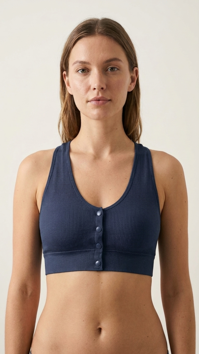 VELOURA Front Open Cross Back Bra – Navy Blue (M/L, XL/XXL)