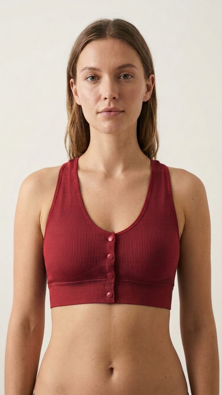 VELOURA Front Open Comfort Bra – Wine Red (M/L, XL/XXL)