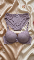 VELOURA Premium Lace Bra & Panty Set – Dusty Lavender (46C)