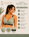 Veloura ComfortFit Women's Sports Bra – Wireless, Breathable & Supportive | Sage Green - VELOURA