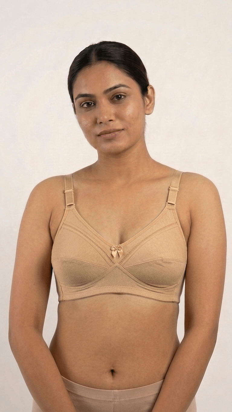 VELOURA Cotton Full Coverage Bra – Beige (40B/42B) - VELOURA