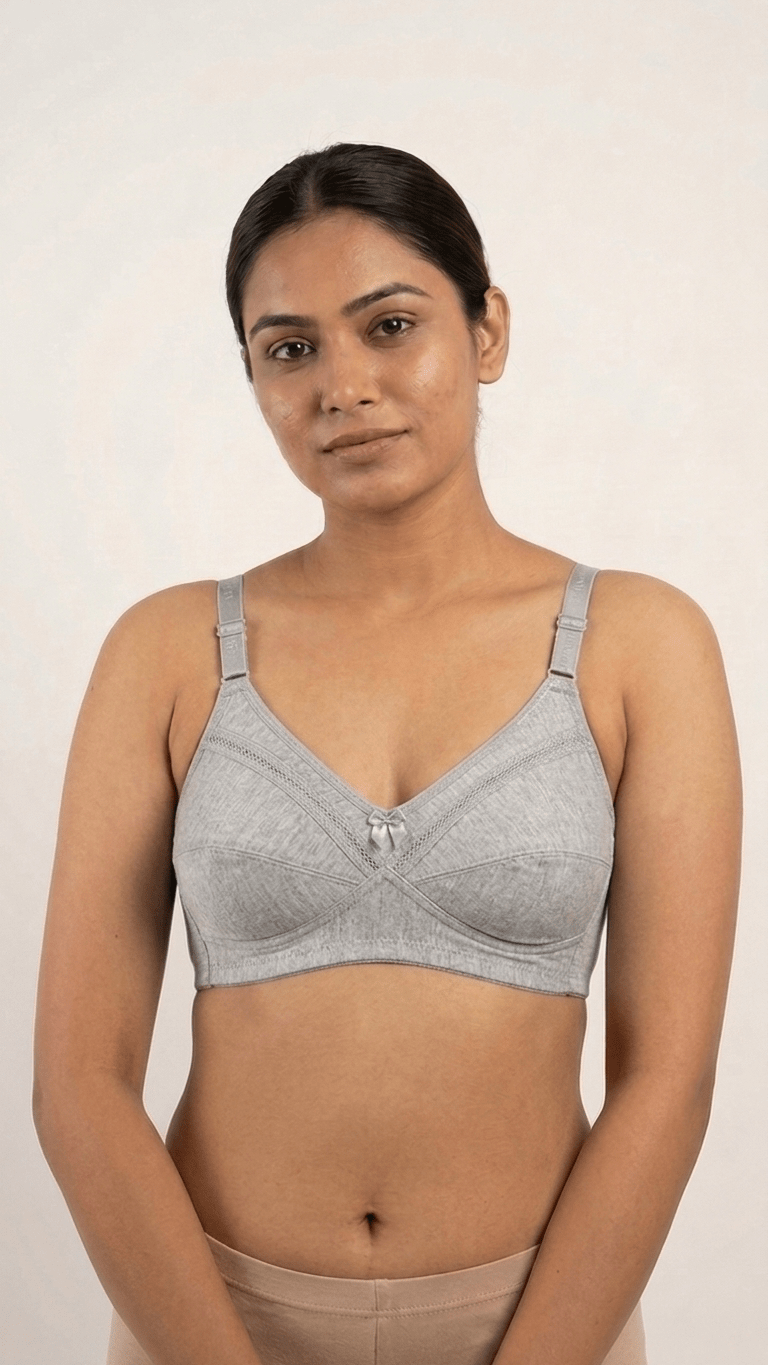 VELOURA Cotton Full Coverage Bra – Light Grey (40B/42B) - VELOURA
