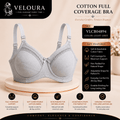 Veloura Cotton Full Coverage Bra – Light Grey | Non-Padded Soft Cotton Everyday Support Bra | Full Coverage | Adjustable Straps - VELOURA