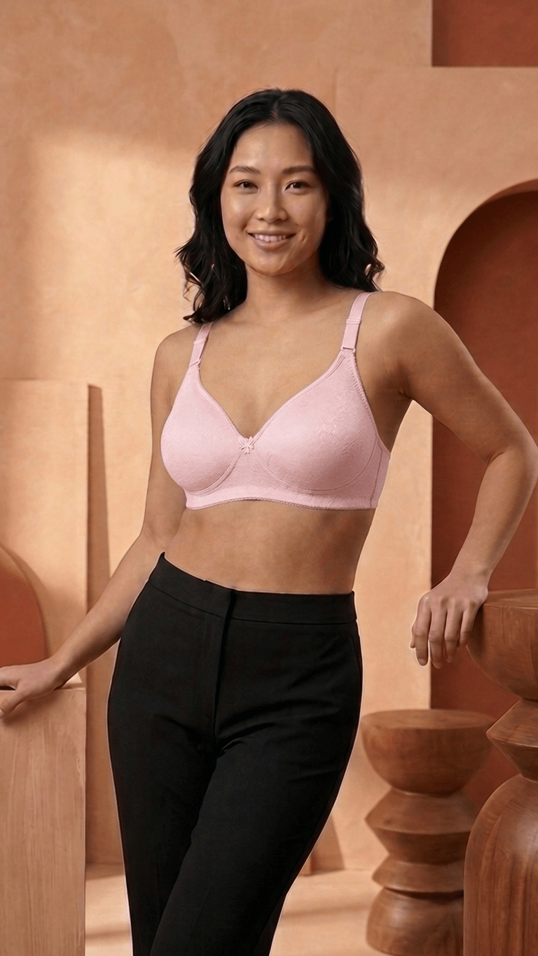 VELOURA Floral Embroidery Bra – Baby Pink (32B-36B) - VELOURA