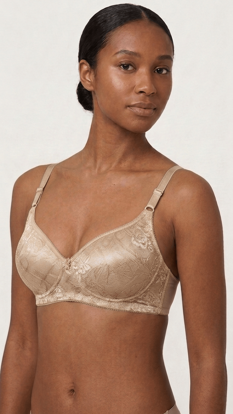 VELOURA Floral Embroidery Bra – Beige (32B-36B) - VELOURA