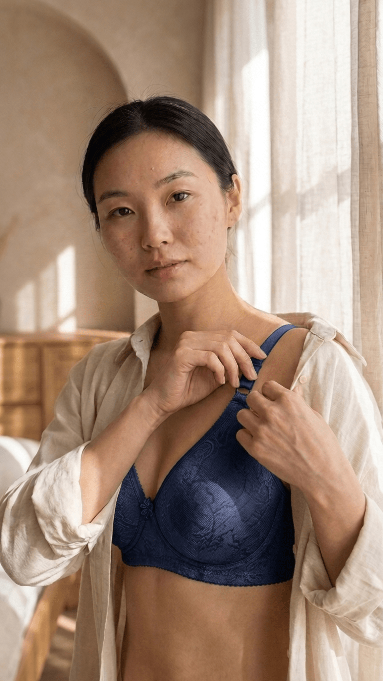 VELOURA Floral Embroidery Bra – Navy Blue (32B/36B) - VELOURA