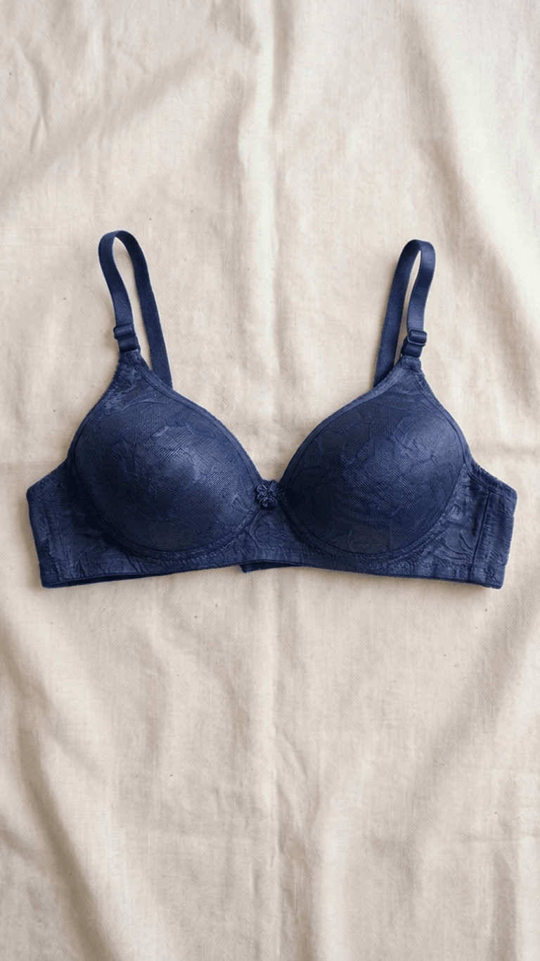 VELOURA Floral Embroidery Bra – Navy Blue (32B/36B) - VELOURA