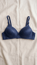 VELOURA Floral Embroidery Bra – Navy Blue (32B/36B) - VELOURA