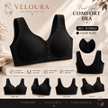 Veloura Front Open Seamless Bra – Black| Seamless Everyday Support - VELOURA