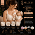 Veloura Maternity Nursing Bra – Cream | Wire-Free Soft Cotton Breastfeeding Bra | Clip-Down Feeding Bra | Adjustable Support - VELOURA