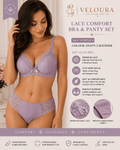 VELOURA Premium Lace Bra & Panty Set – Dusty Lavender (36B/40B)