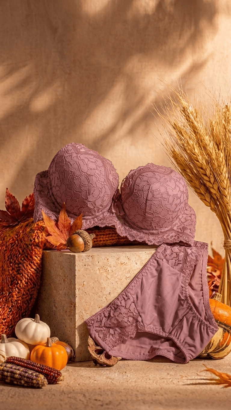 VELOURA Premium Lace Bra & Panty Set – Dusty Rose Pink (38B/42B) - VELOURA