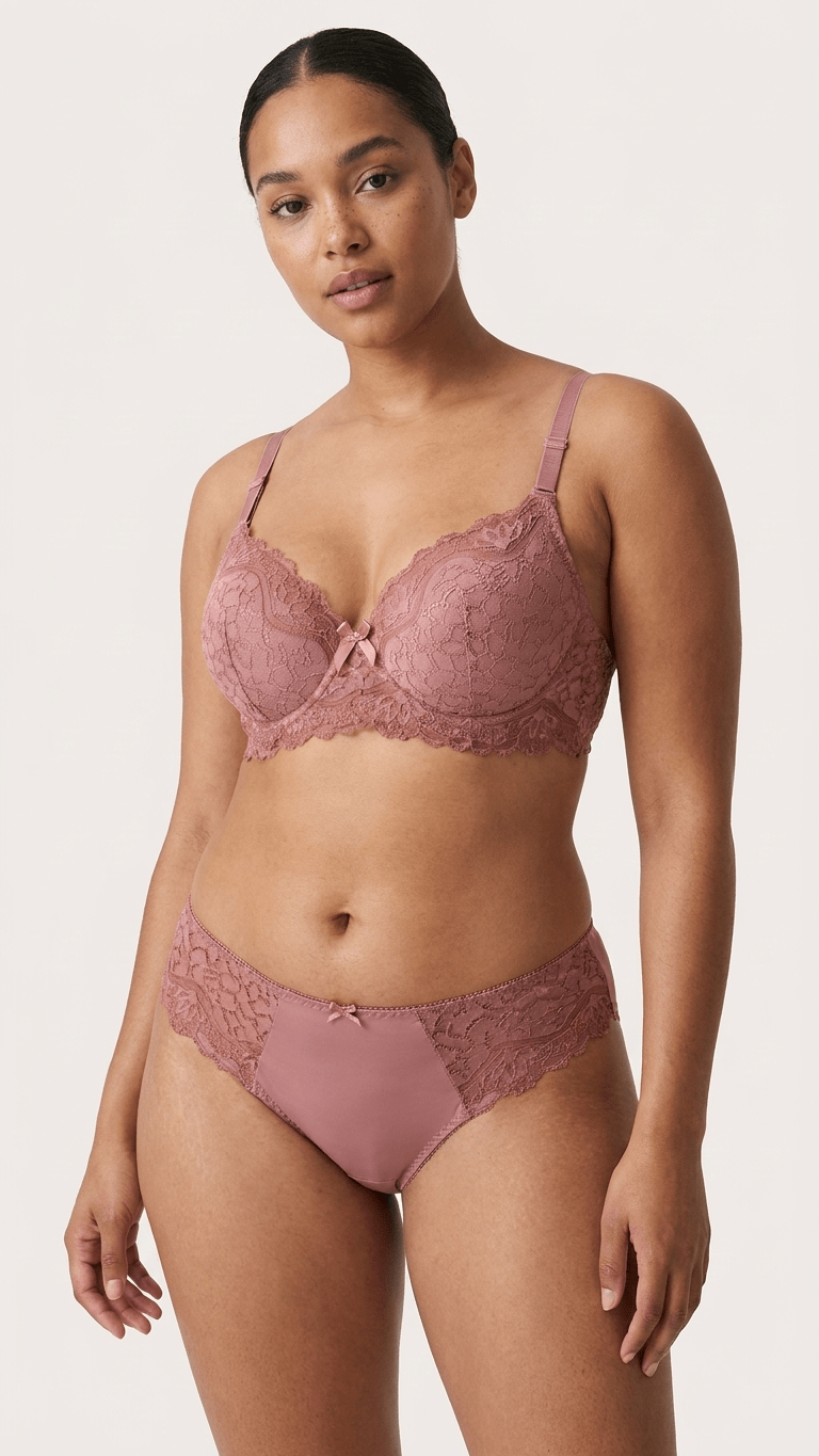 VELOURA Premium Lace Bra & Panty Set – Dusty Rose Pink (38B/42B) - VELOURA