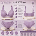 Veloura Premium Lace Bra & Panty Set for Women – Soft Padded Underwired Lingerie | Breathable Fabric | Dusty Lavender - VELOURA