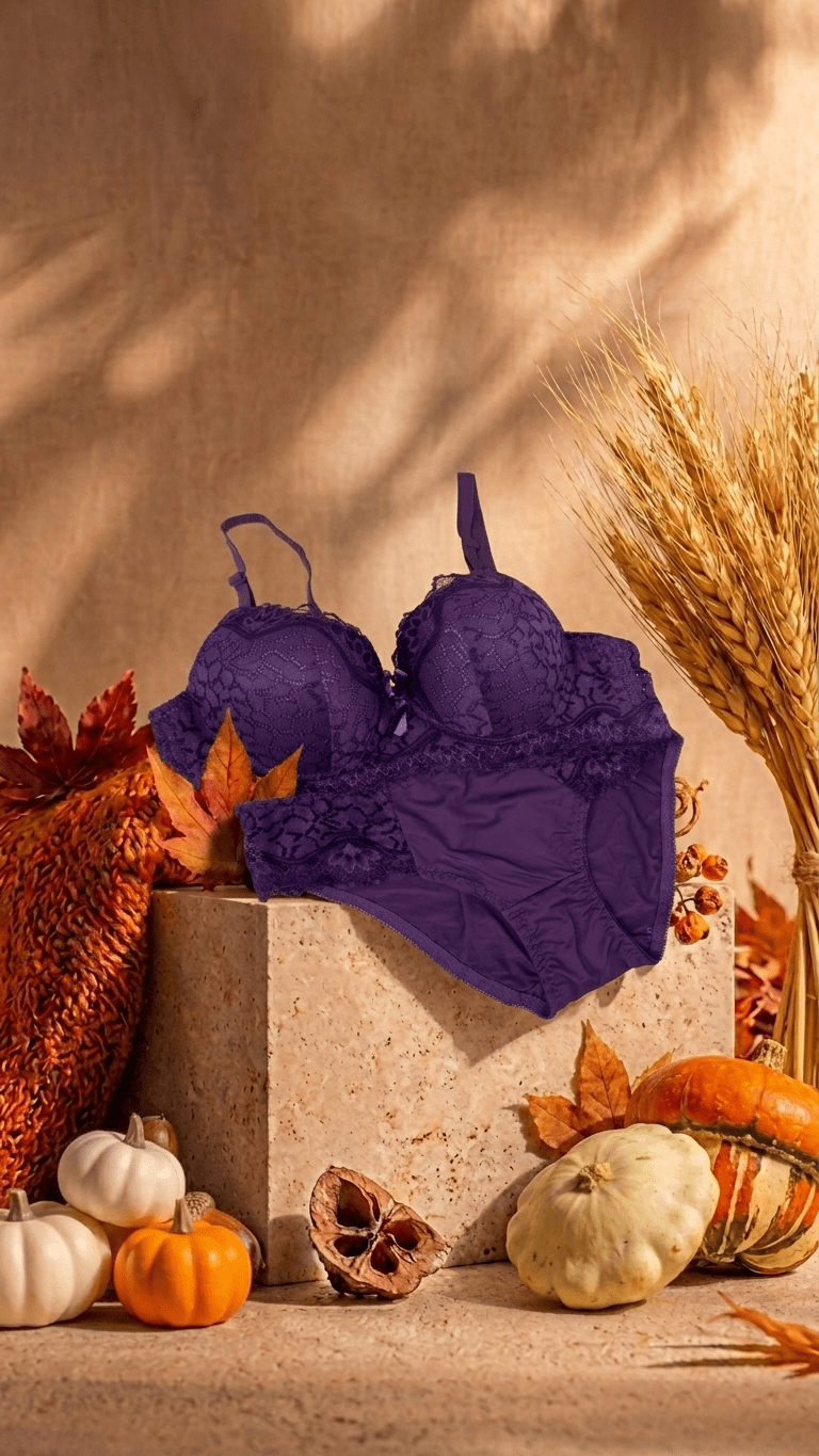VELOURA Premium Lace Bra & Panty Set – Purple (36B/40B) - VELOURA