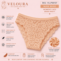 VELOURA Women's Floral Lace Bikini Panty | Soft Stretch Brief | Cotton Lined | Lightweight & Breathable Underwear - VELOURA