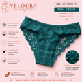 VELOURA Women's Floral Lace Bikini Panty | Soft Stretch Brief | Cotton Lined | Lightweight & Breathable Underwear - VELOURA
