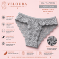 VELOURA Women's Floral Lace Bikini Panty | Soft Stretch Brief | Cotton Lined | Lightweight & Breathable Underwear - VELOURA