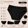 VELOURA Women's High-Waist Cotton Panty | Soft Breathable Full Coverage Brief | Everyday Comfort Underwear | Skin-Friendly Stretch Fit - VELOURA